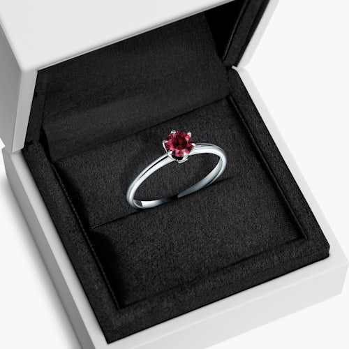 Pierścionek zaręczynowy The Journey: białe złoto, rubin